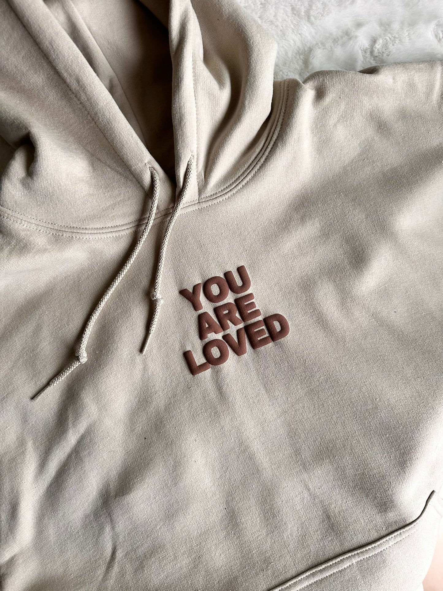 JESUS LOVES BEIGE HOODIE